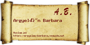 Argyelán Barbara névjegykártya