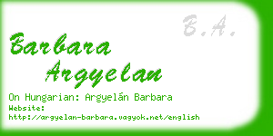barbara argyelan business card